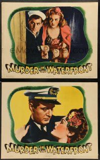 3t945 MURDER ON THE WATERFRONT 2 LCs '43 Warren Douglas, Joan Winfield, military/crime thriller!