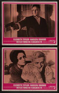 3t960 REFLECTIONS IN A GOLDEN EYE 2 LCs '67 Marlon Brando with gun, Elizabeth Taylor w/ Brian Keith!