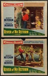 3t961 RIVER OF NO RETURN 2 LCs '54 both with sexy Marilyn Monroe, directed by Otto Preminger!