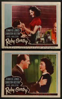 3t966 RUBY GENTRY 2 LCs '53 sleazy bad girl Jennifer Jones, Charlton Heston, directed by King Vidor