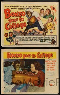 3t051 BONZO GOES TO COLLEGE 8 LCs '52 chimp playing football, all new monkeyshines!