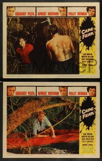 3t645 CAPE FEAR 4 LCs '62 Gregory Peck, Robert Mitchum, Polly Bergen, classic film noir!