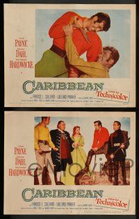 3t056 CARIBBEAN 8 LCs '52 great images of barechested John Payne & sexy Arlene Dahl!