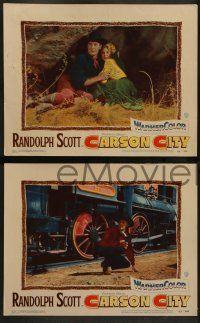 3t057 CARSON CITY 8 LCs '52 cowboy Randolph Scott in Nevada with a gun and a grin!