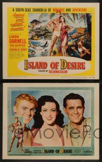3t148 ISLAND OF DESIRE 8 LCs '52 sexy Linda Darnell & Tab Hunter in tropical adventure!