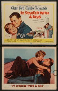 3t152 IT STARTED WITH A KISS 8 LCs '59 romantic images of Glenn Ford & Debbie Reynolds in Spain!