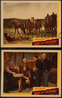 3t818 MAN FROM CHEYENNE 3 LCs '42 Roy Rogers in two cards, Gabby Hayes & Sally Payne in the other!