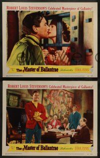3t251 MASTER OF BALLANTRAE 8 LCs '53 Errol Flynn, Robert Louis Stevenson story, pirate adventure!