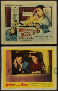 3t276 MONKEY ON MY BACK 8 LCs '57 Cameron Mitchell chooses a woman over dope, Dianne Foster!