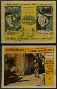 3t294 NIGHT PASSAGE 8 LCs '57 James Stewart by train by robber Dan Duryea on horse!
