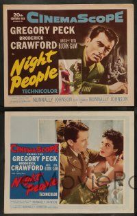 3t296 NIGHT PEOPLE 8 LCs '54 cool images of World War II soldier Gregory Peck, Broderick Crawford!