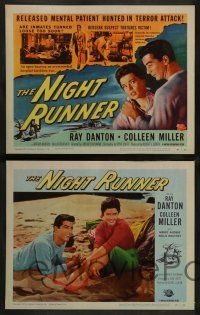 3t297 NIGHT RUNNER 8 LCs '57 released mental patient Ray Danton romances pretty Colleen Miller!