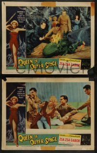 3t537 QUEEN OF OUTER SPACE 7 LCs '58 sexy Zsa Zsa Gabor & Laurie Mitchell, beauties of planet Venus