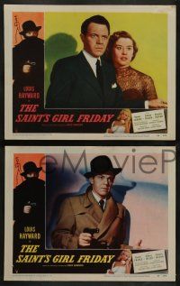 3t578 SAINT'S GIRL FRIDAY 6 LCs '54 Louis Hayward as Simon Templar with cigar & sexy Diana Dors!