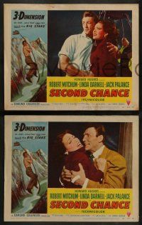 3t358 SECOND CHANCE 8 3D LCs '53 3-D, Robert Mitchum & Linda Darnell, cool tc art of cable car!