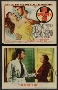 3t364 SEVENTH SIN 8 LCs '57 sexy scared Eleanor Parker betrays super angry Bill Travers!