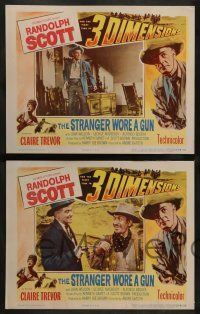 3t398 STRANGER WORE A GUN 8 3D LCs '53 cool images of cowboy Randolph Scott, sexy Claire Trevor!