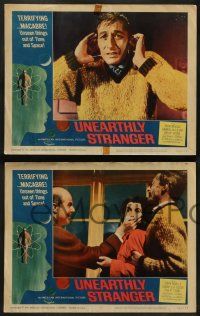 3t634 UNEARTHLY STRANGER 5 LCs '64 weird macabre unseen thing out of time & space, cool border art!