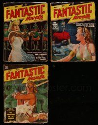 3w215 LOT OF 3 FANTASTIC NOVELS SCI-FI PULP MAGAZINES '40s wonderful cover art & content!