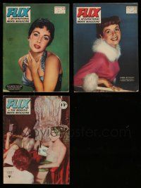 3w214 LOT OF 3 FLIX ENGLISH MAGAZINES '55-57 Joan Collins, Debbie Reynolds & much more!