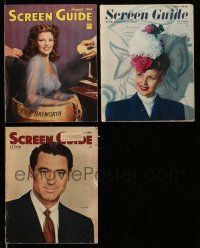 3w201 LOT OF 3 SCREEN GUIDE MAGAZINES '40s sexy Rita Hayworth & Cary Grant, great images & info!