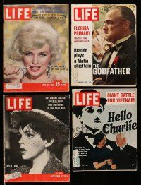 3w189 LOT OF 4 LIFE MAGAZINES '50s-70s Marilyn Monroe, Charlie Chaplin, Judy Garland, Godfather!