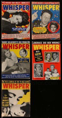 3w163 LOT OF 5 WHISPER SCANDAL MAGAZINES '50s Sophia Loren, Frank Sinatra, Liz Taylor & more!