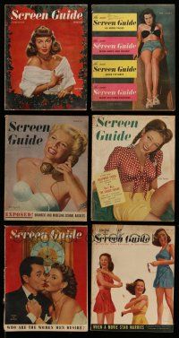 3w155 LOT OF 6 SCREEN GUIDE MAGAZINES '40s blonde Rita Hayworth, Linda Darnell, Wyman & more!