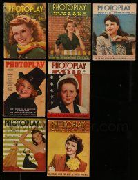 3w143 LOT OF 7 PHOTOPLAY MAGAZINES '30s-40s Rita Hayworth, Shirley Temple, Judy Garland & more!