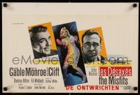 3x602 MISFITS Belgian '61 Clark Gable, great art of sexy Marilyn Monroe, Montgomery Clift!