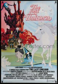 3x132 LAST UNICORN English 1sh '82 cool fantasy artwork of unicorn & giant flaming bull!