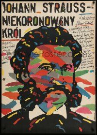 3x242 JOHANN STRAUSS THE KING WITHOUT A CROWN Polish 27x37 '88 Pagowski artwork of the composer!