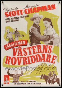 3x180 CORONER CREEK Swedish '48 western cowboy Randolph Scott, Marguerite Chapman!