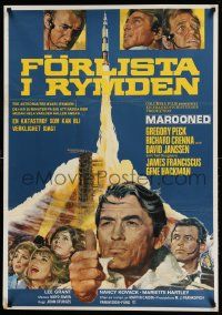 3x193 MAROONED Swedish '70 Gregory Peck & Gene Hackman, great Terpning cast & rocket art!