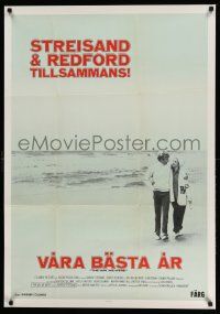 3x212 WAY WE WERE Swedish '73 Barbra Streisand & Robert Redford walk on the beach!