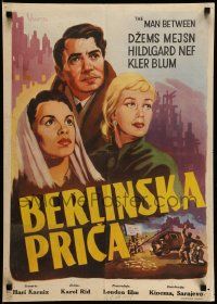 3x702 MAN BETWEEN Yugoslavian 20x28 '54 James Mason, Claire Bloom, Reed, art by Alfred Lehner!