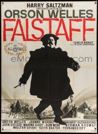 3y696 CHIMES AT MIDNIGHT French 1p '66 different art of Orson Welles as Falstaff by Landi!