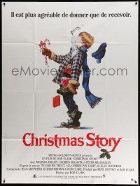3y699 CHRISTMAS STORY French 1p '83 classic X-mas movie, best art of Ralphie hit by snowball!