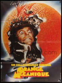 3y703 CLOCKWORK ORANGE French 1p R82 Stanley Kubrick classic, different art of Malcolm McDowell