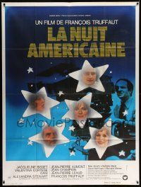 3y713 DAY FOR NIGHT French 1p '73 Francois Truffaut with movie camera, Jacqueline Bisset & stars!