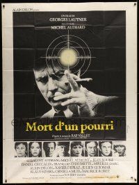3y715 DEATH OF A CORRUPT MAN French 1p '77 c/u of smoking Alain Delon as sniper's target!