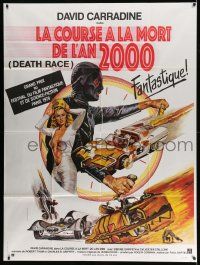 3y716 DEATH RACE 2000 French 1p '76 cool completely different montage art by Roger Boumendil!
