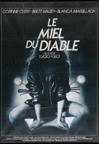 3y720 DEVIL'S HONEY French 1p '88 Lucio Fulci, art of naked girl in leather jacket on motorcycle!