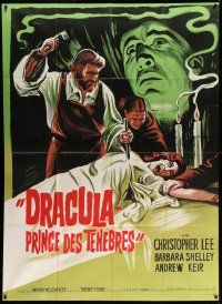 3y722 DRACULA PRINCE OF DARKNESS French 1p R60s art of vampire Christopher Lee + man driving stake!