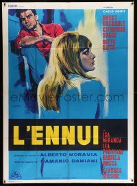3y733 EMPTY CANVAS French 1p '64 Giuliano Nistri art of sexy Catherine Spaak & Horst Buchholz!