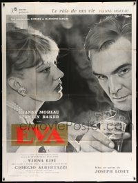3y737 EVA style A French 1p '62 directed by Joseph Losey, close up of Jeanne Moreau & Stanley Baker!