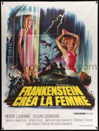 3y752 FRANKENSTEIN CREATED WOMAN French 1p '67 Peter Cushing, Susan Denberg, different horror art!