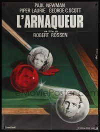 3y784 HUSTLER French 1p R82 best art of Paul Newman, Piper Laurie & George C. Scott by Mascii!