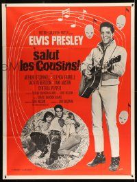 3y807 KISSIN' COUSINS French 1p '64 different Guys art of Elvis Presley with guitar & with girls!