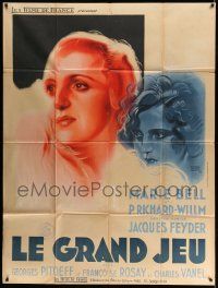 3y826 LE GRAND JEU French 1p '34 Jacques Feyder, Vacher art of two women in romantic triangle!